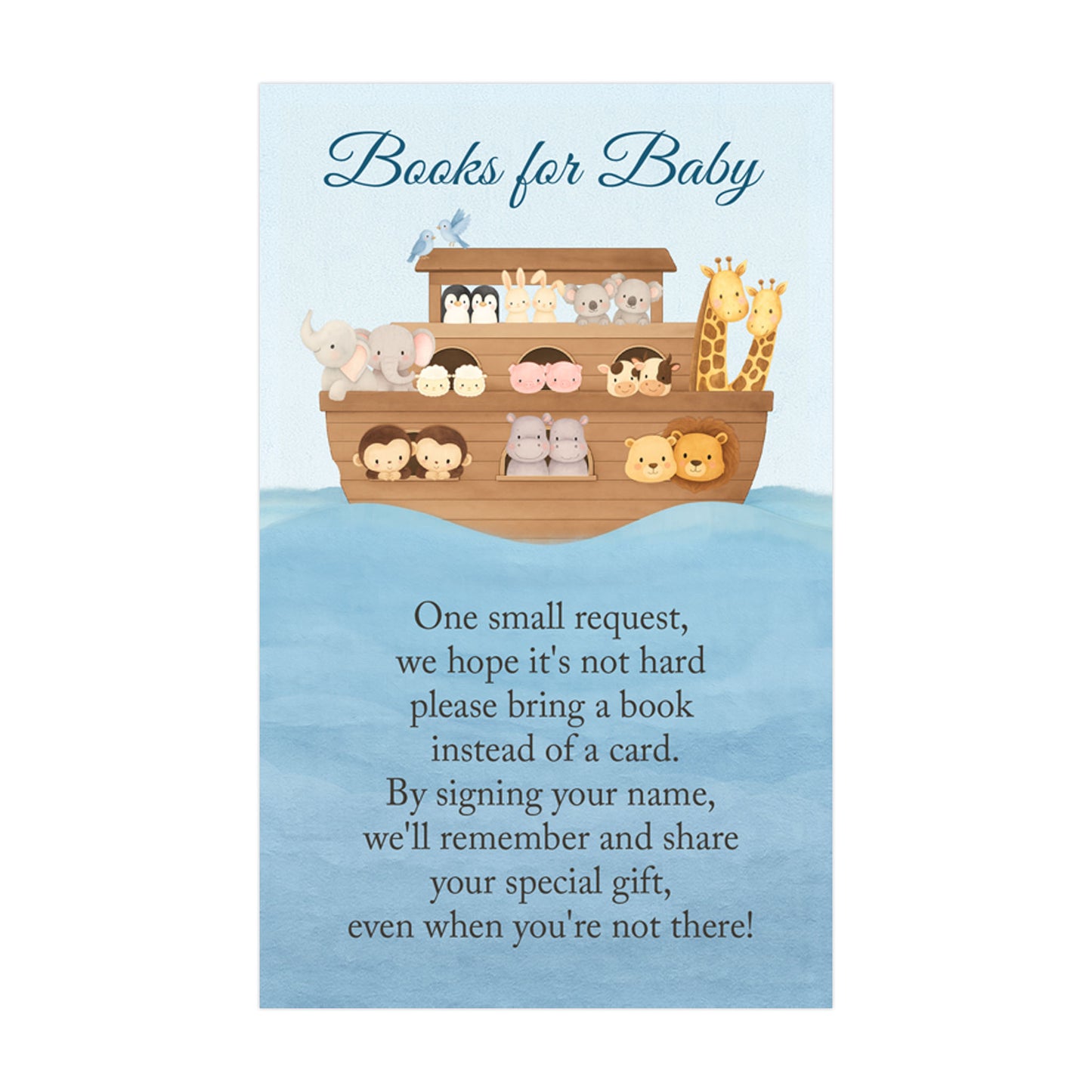 Noah's Ark Bring a Book, Diaper Raffle Insert