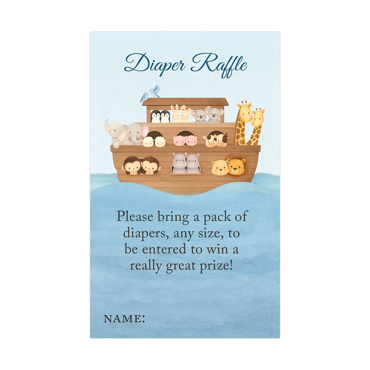 Noah's Ark Bring a Book, Diaper Raffle Insert