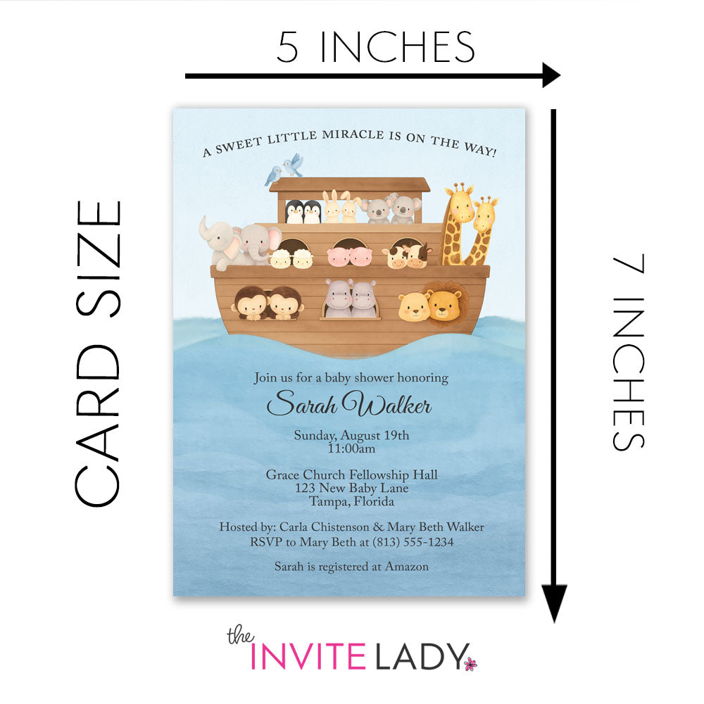 Watercolor Noah's Ark Baby Shower Invitation