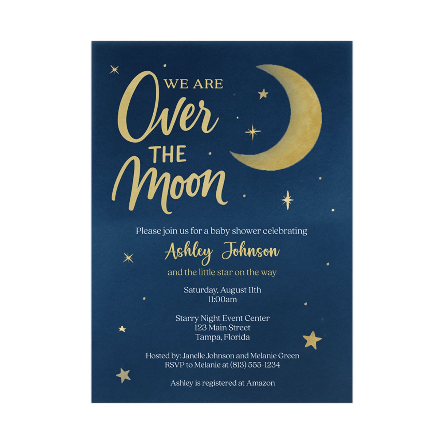 Over the Moon Baby Shower Invitation