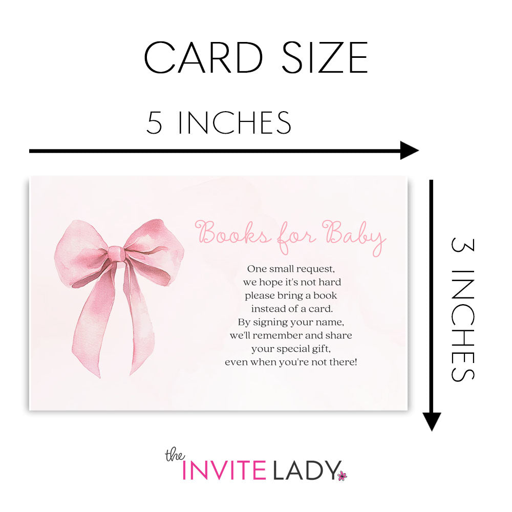 Pink Bow Baby Bring A Book Insert Cards