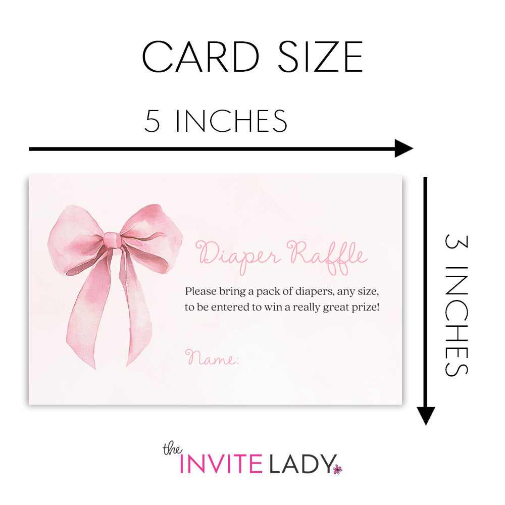 Pink Bow Baby Diaper Raffle Baby Shower
