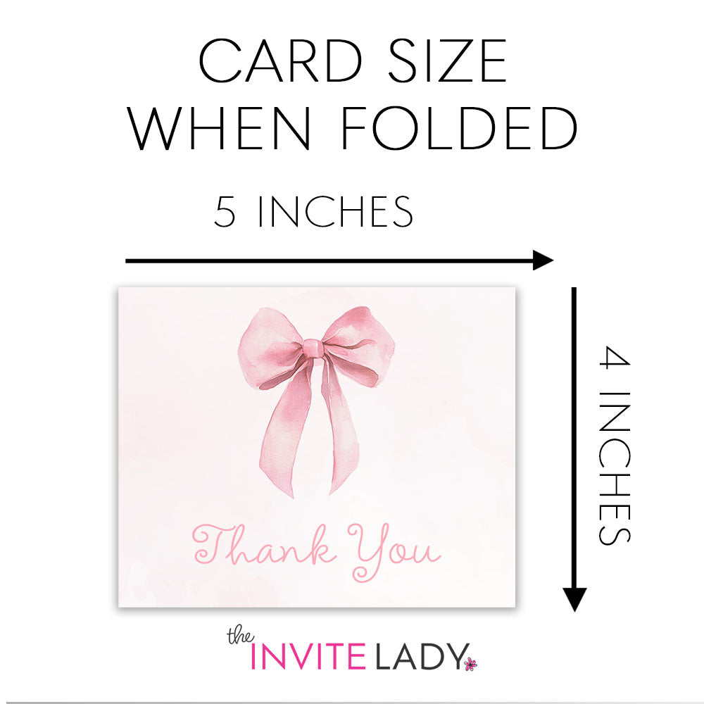 Pink Bow Baby Shower Thank You Cards