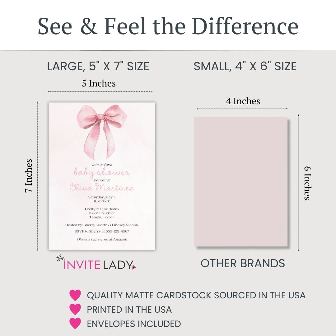 Pink Bow Baby Shower Invitation