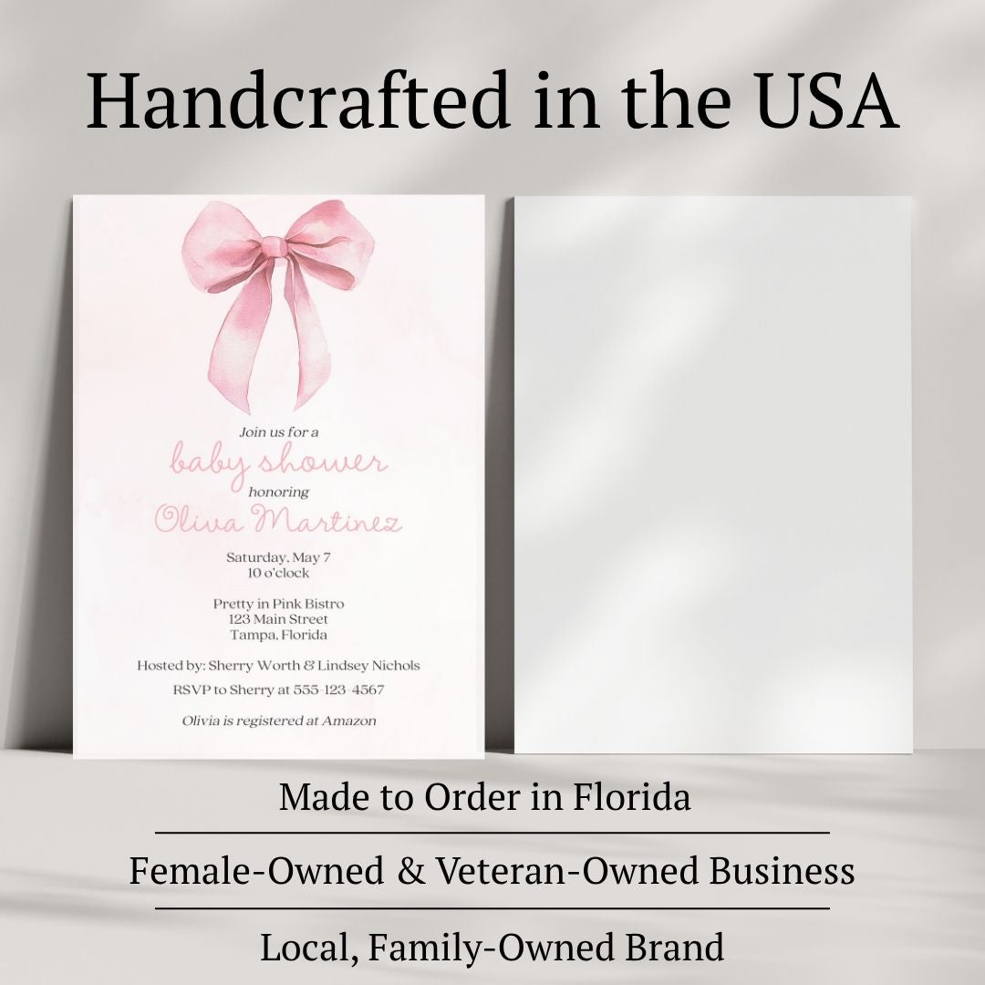 Pink Bow Baby Shower Invitation