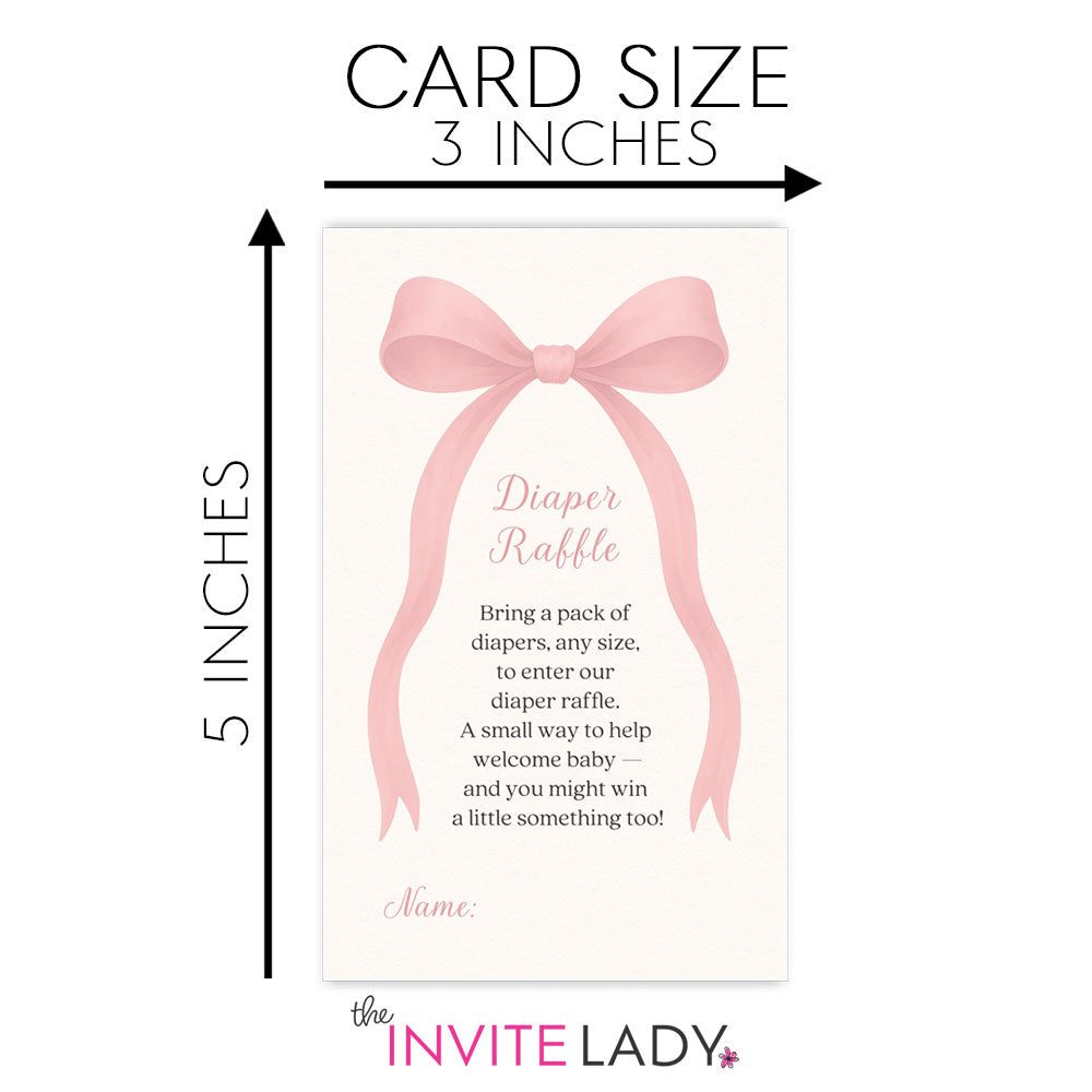 Pink Bow Baby Diaper Raffle Baby Shower