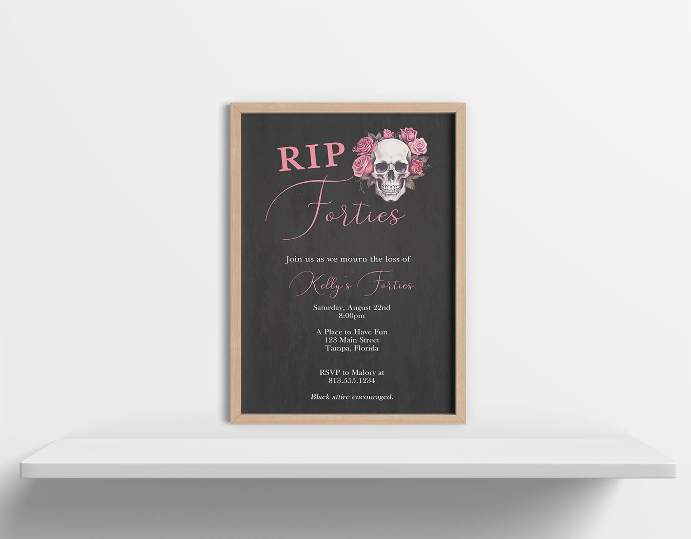 Death to Her Youth RIP Milestone Birthday Party Invitation