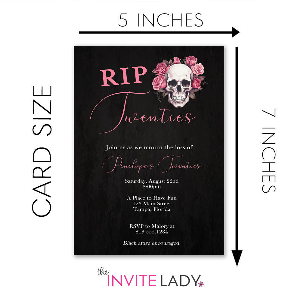 Death to Her Youth RIP Milestone Birthday Party Invitation