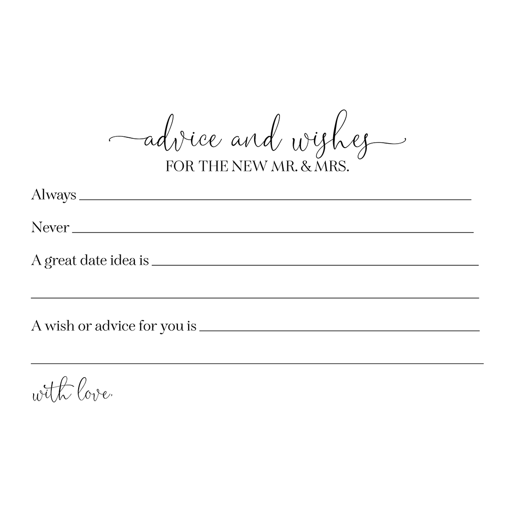 Simply Stated Advice and Wishes for the Bride