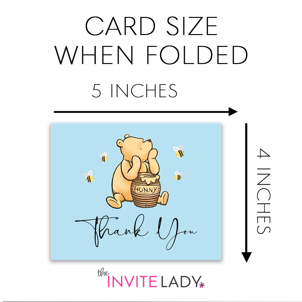Winnie the Pooh, White or Blue, Thank You Card