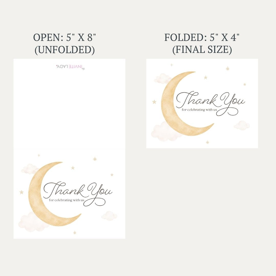 Over the Moon Neutral Baby Shower Thank You Card