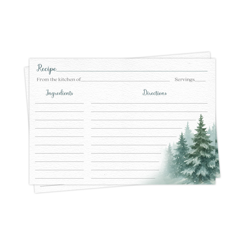 Snow in Love with Pine Trees Recipe Cards