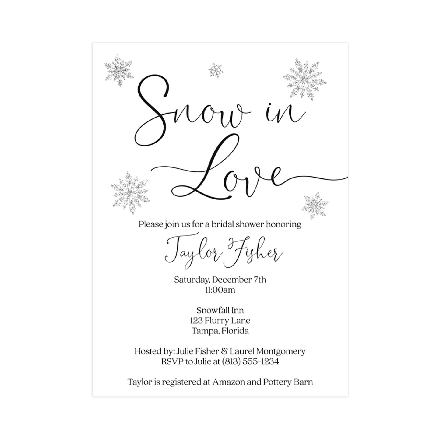 Snow in Love Bridal Shower Invitation
