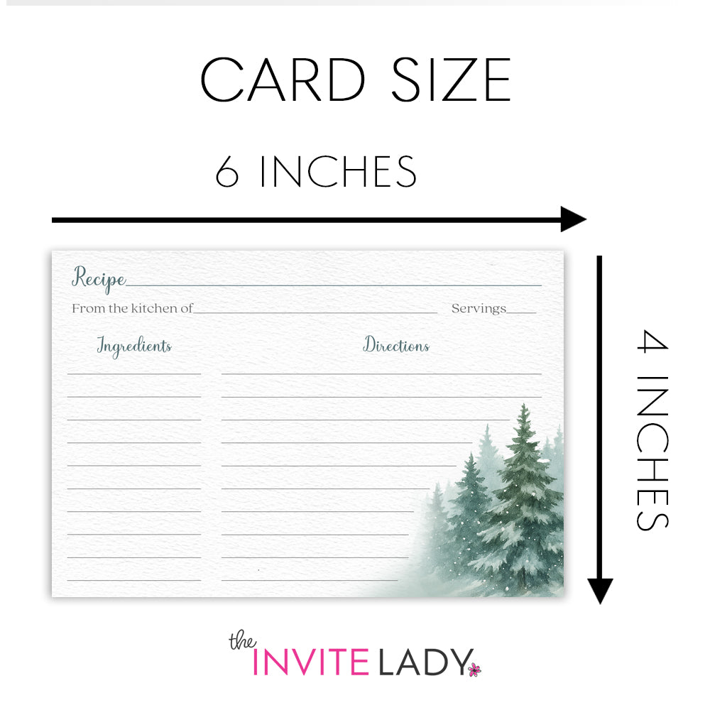 Snow in Love with Pine Trees Recipe Cards