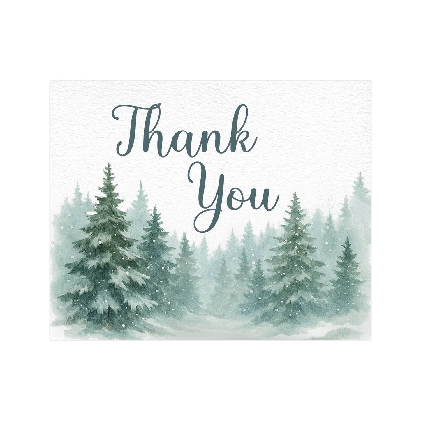 Snow in Love With Pine Trees Thank You Cards