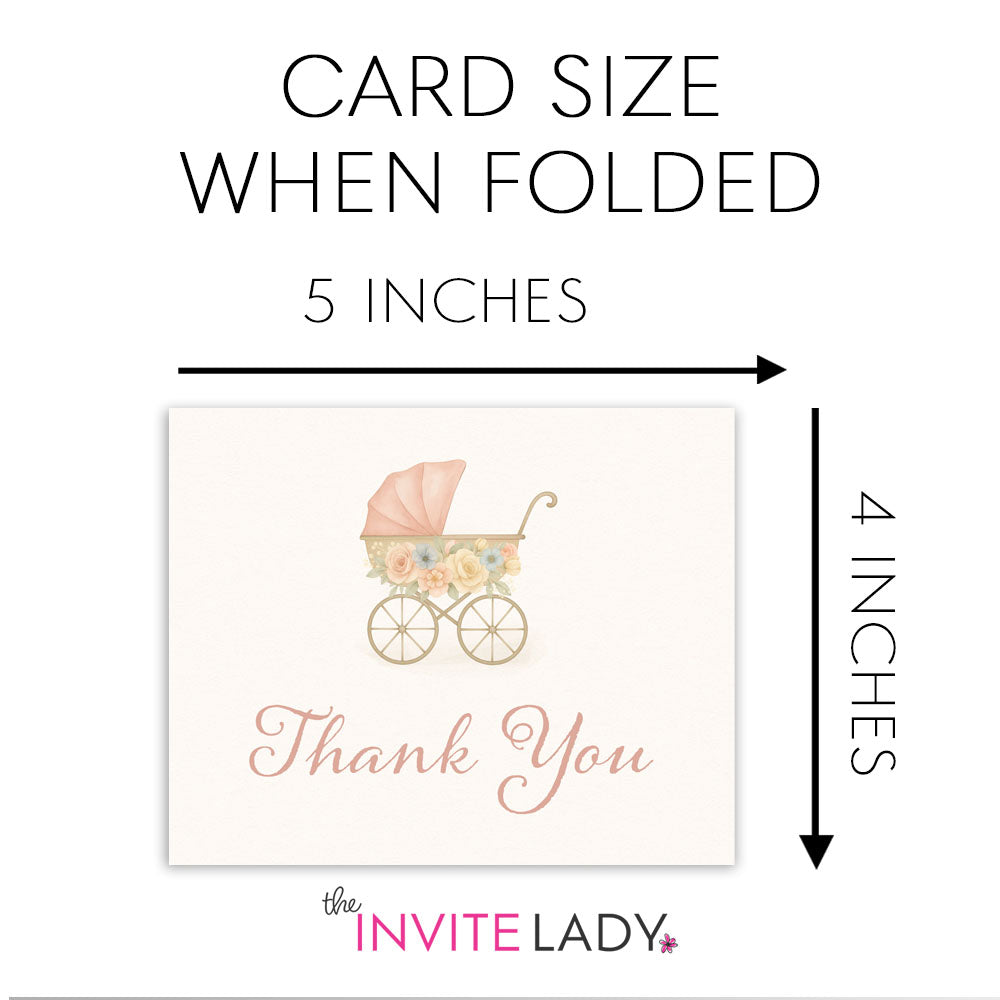 Vintage Carriage Baby Shower Thank You Card