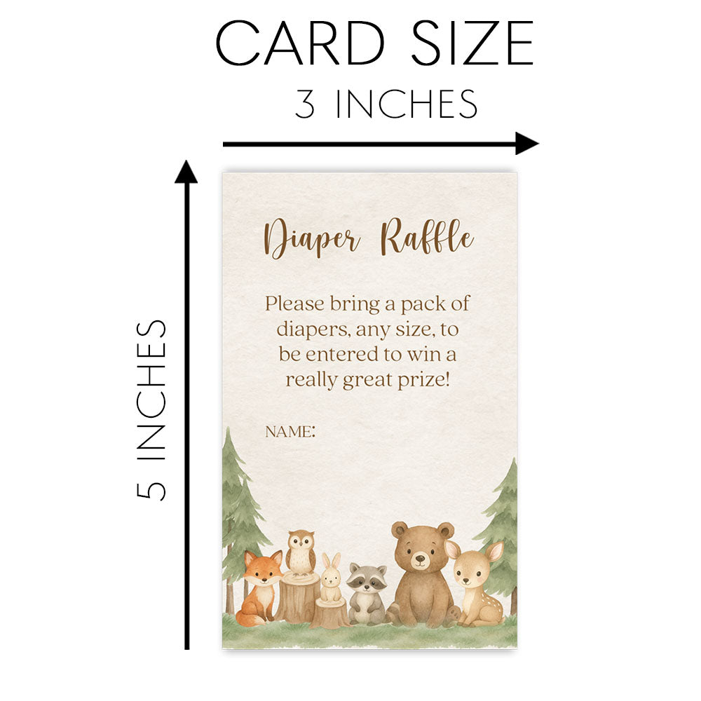 Woodland Animal, Book Insert, Diaper Raffle