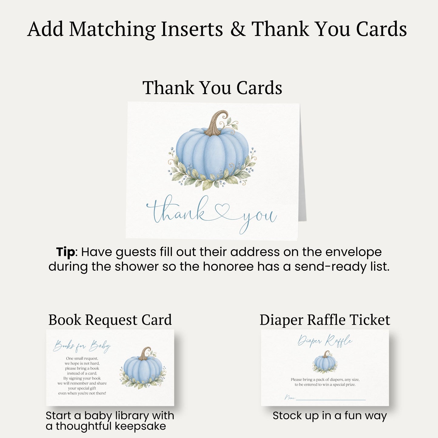 Painted Pumpkin Blue Baby Shower Invitation
