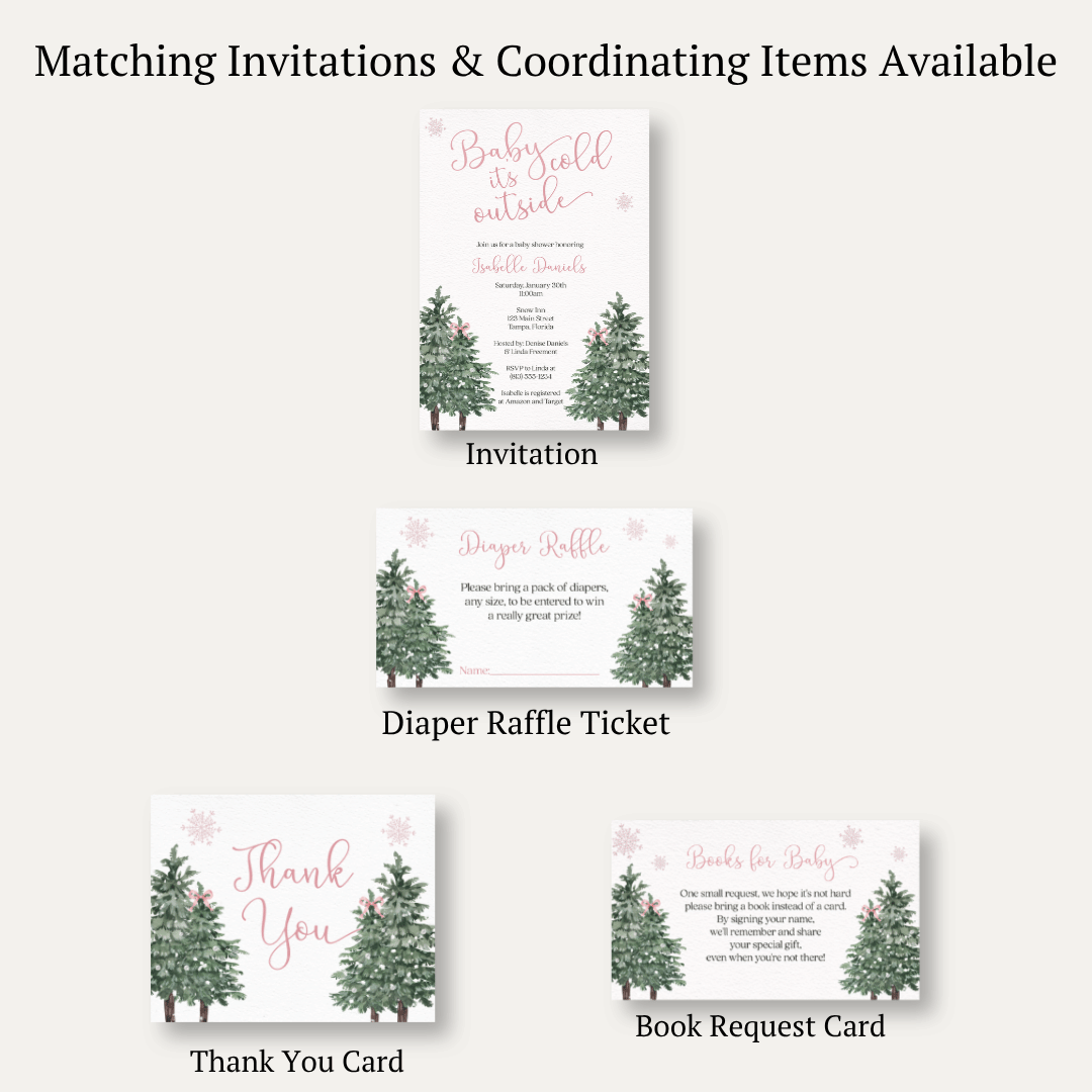 Baby It's Cold Outside Girl Diaper Raffle Ticket
