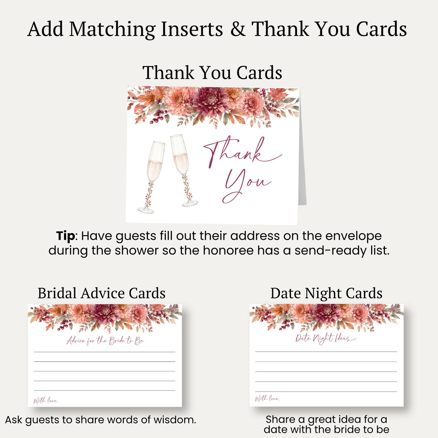 Autumn Brunch and Bubbly Bridal Shower Invitation