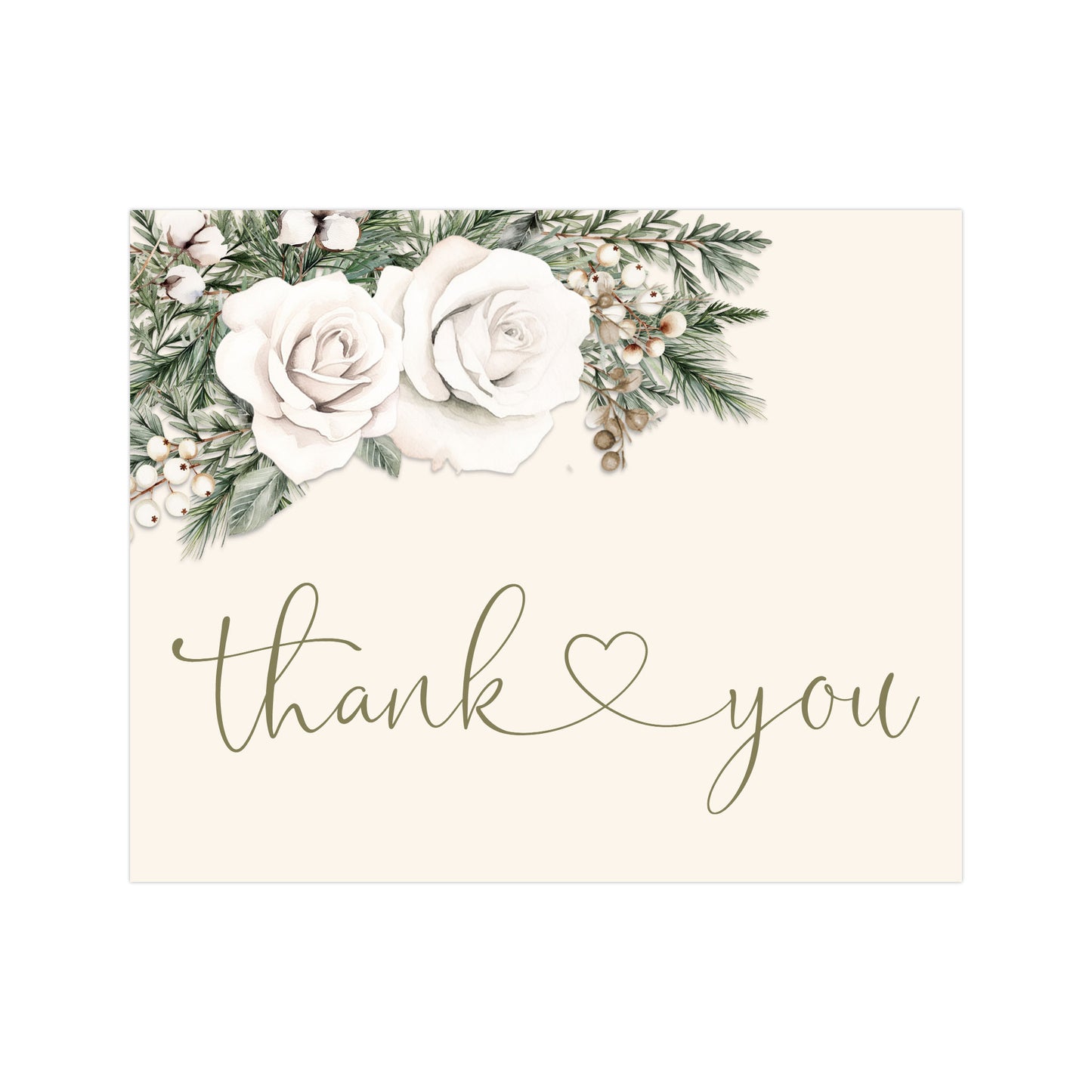 Winter Rose Thank You Card