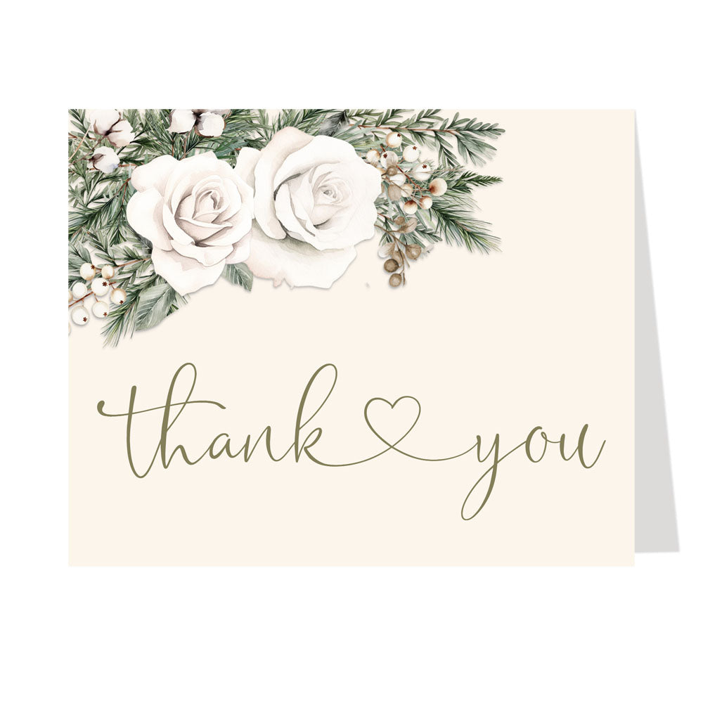 Winter Rose Thank You Card