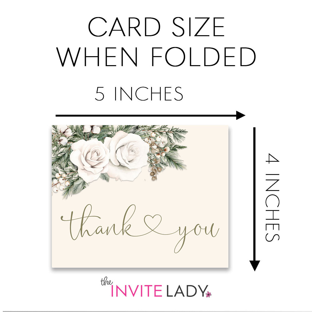 Winter Rose Thank You Card