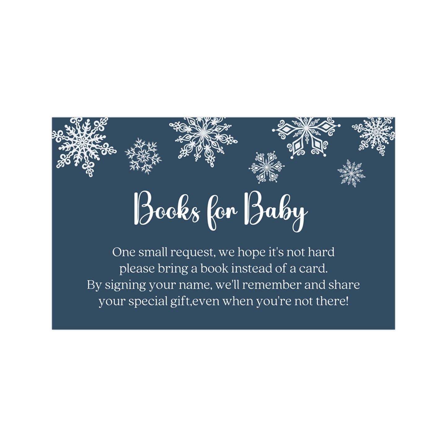 Winter Wonderland Pink or Blue Baby Shower Book Insert