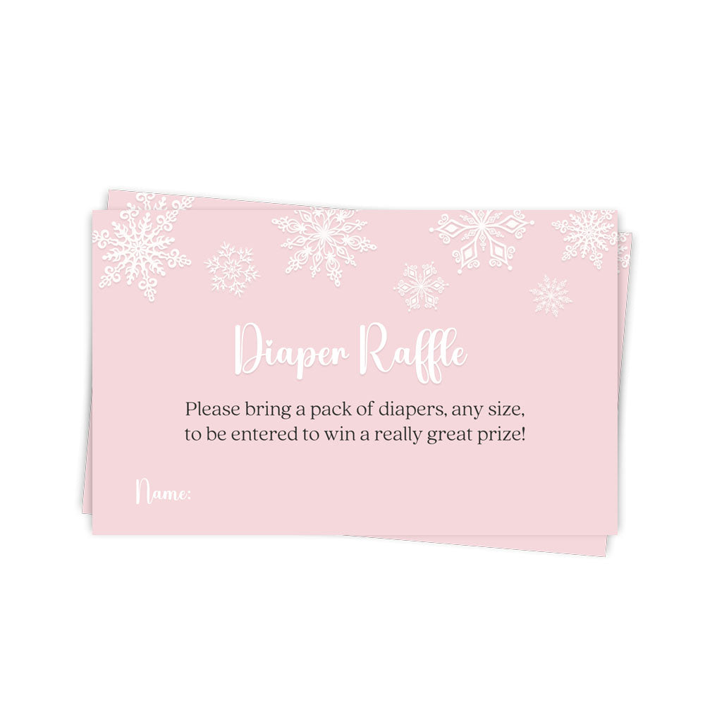 Winter Wonderland Pink or Blue Baby Shower Diaper Raffle Ticket