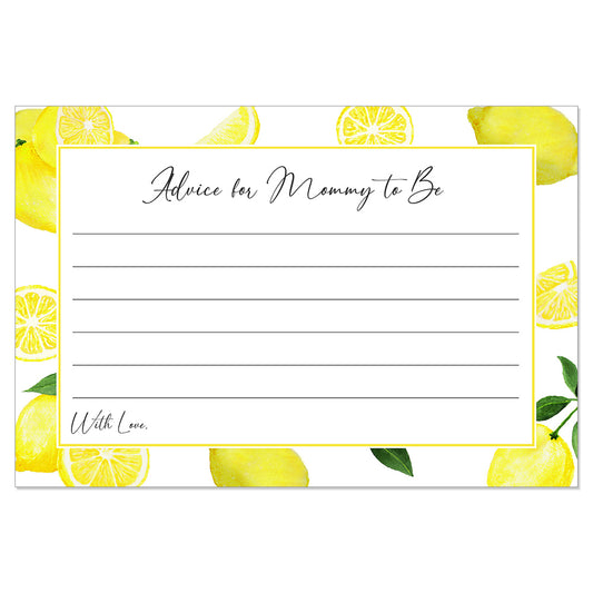 Lemon Squeeze Baby Shower Advice, Predictions, Wishes Card