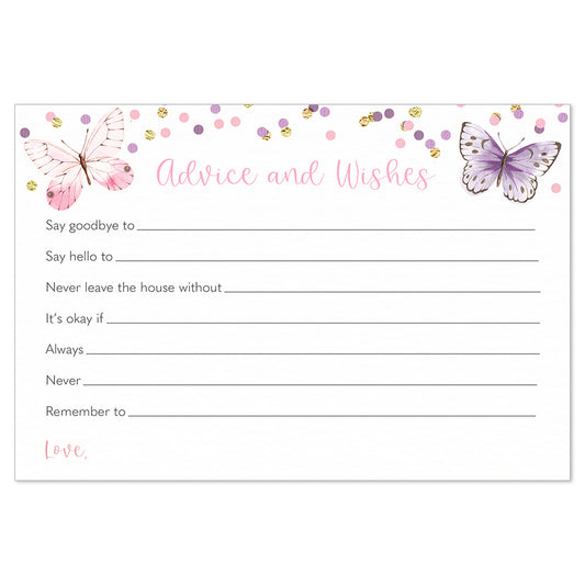 Watercolor Butterfly Advice and Wishes Card