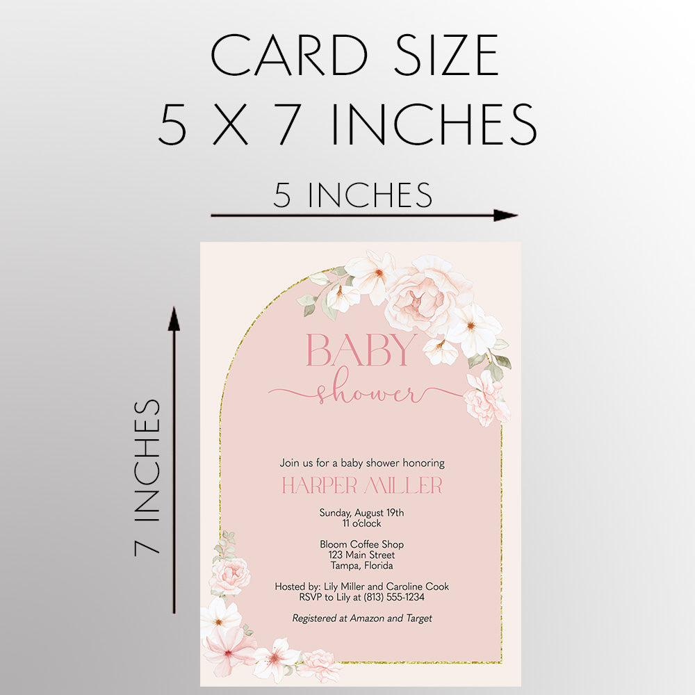 Dusty Rose Arch Baby Shower Invitation