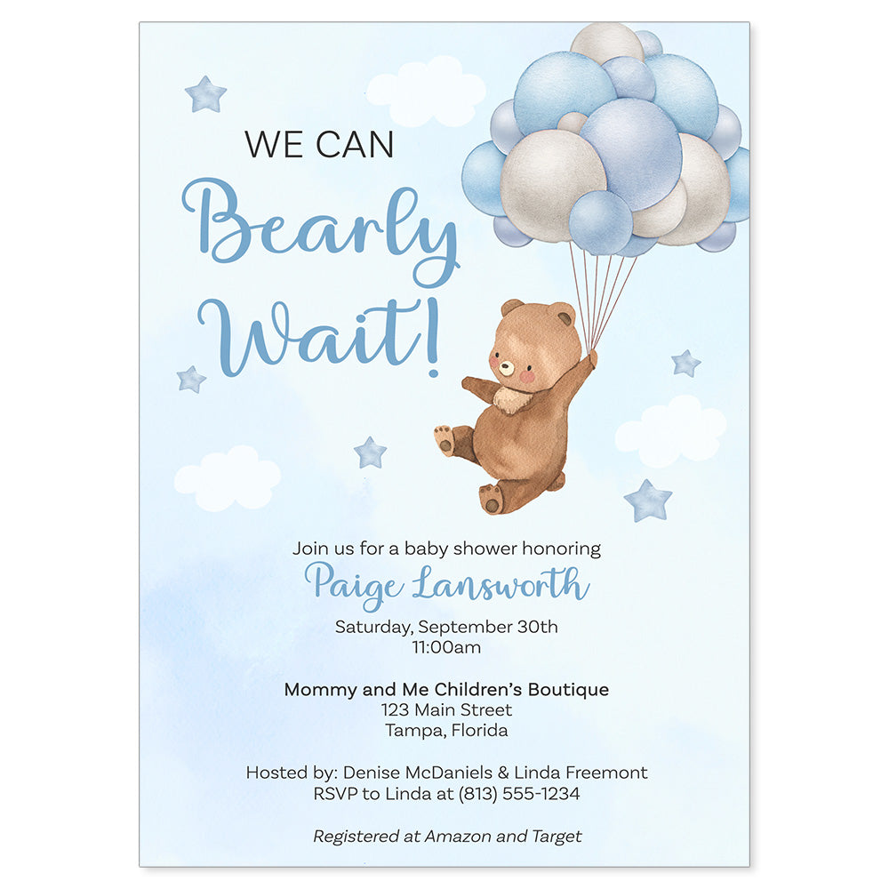 Bearly Wait Baby Shower Invitations