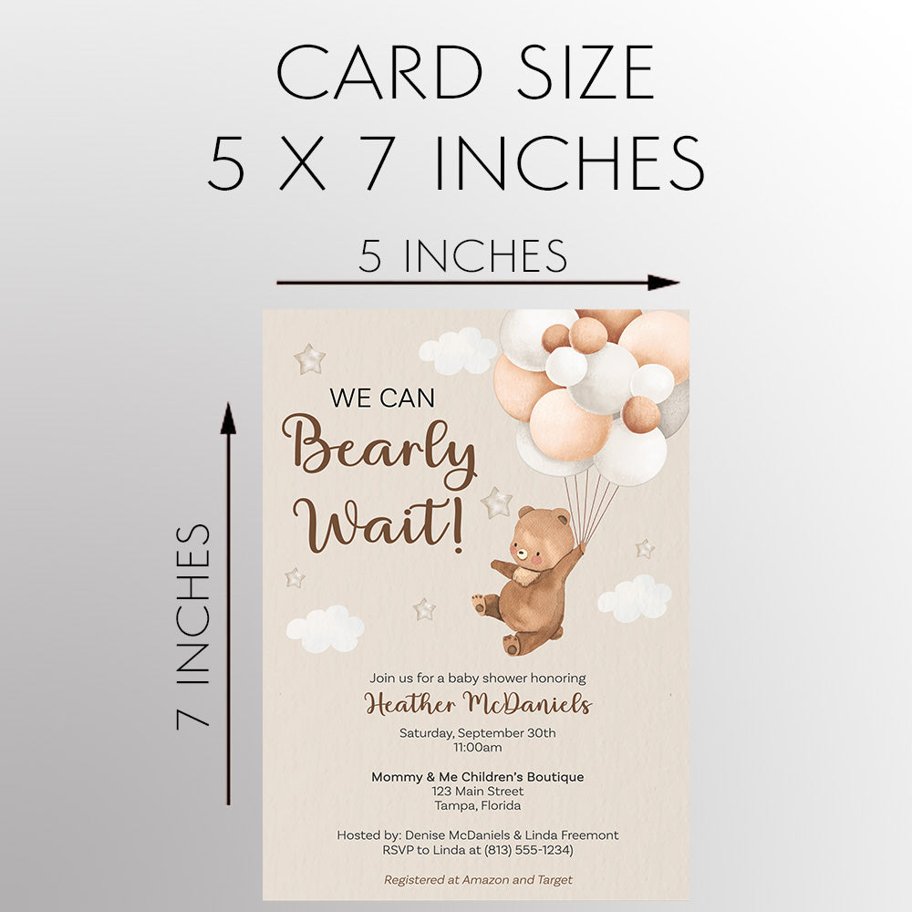 Bearly Wait Baby Shower Invitations