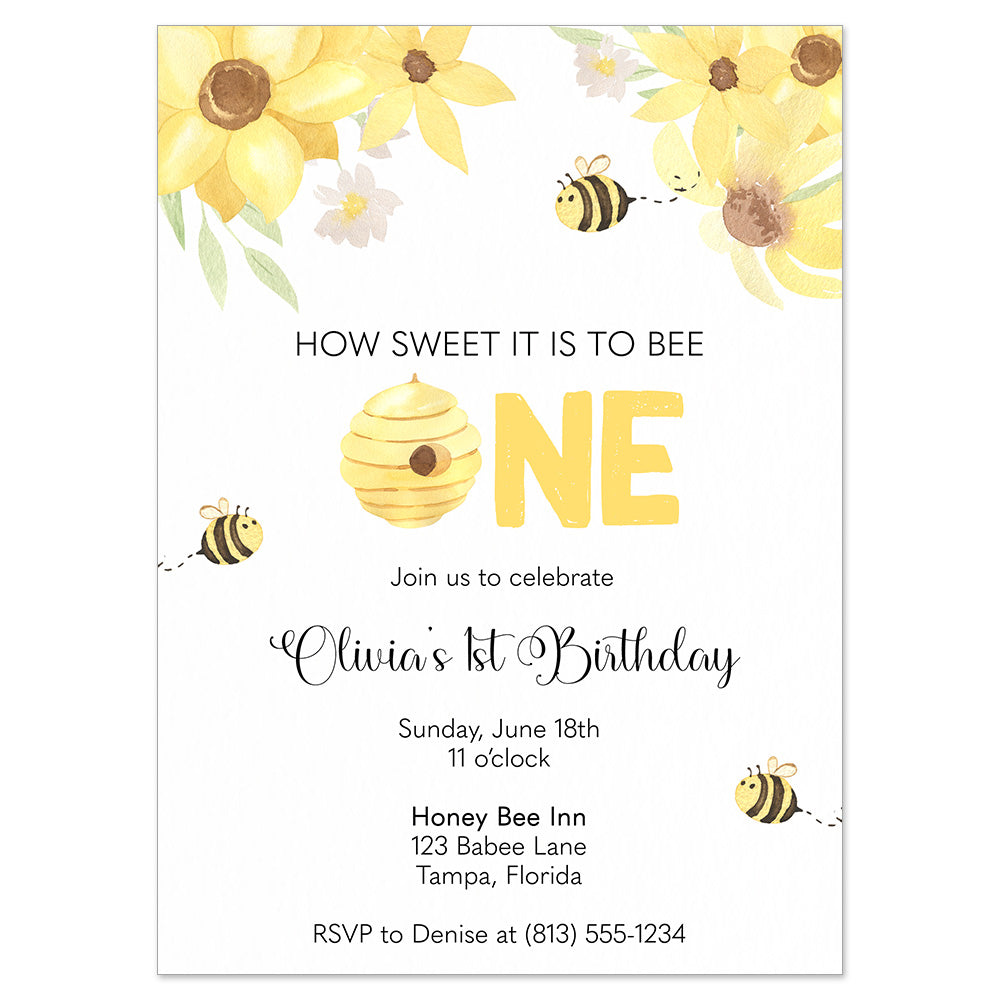 Bee Birthday Party Invitation