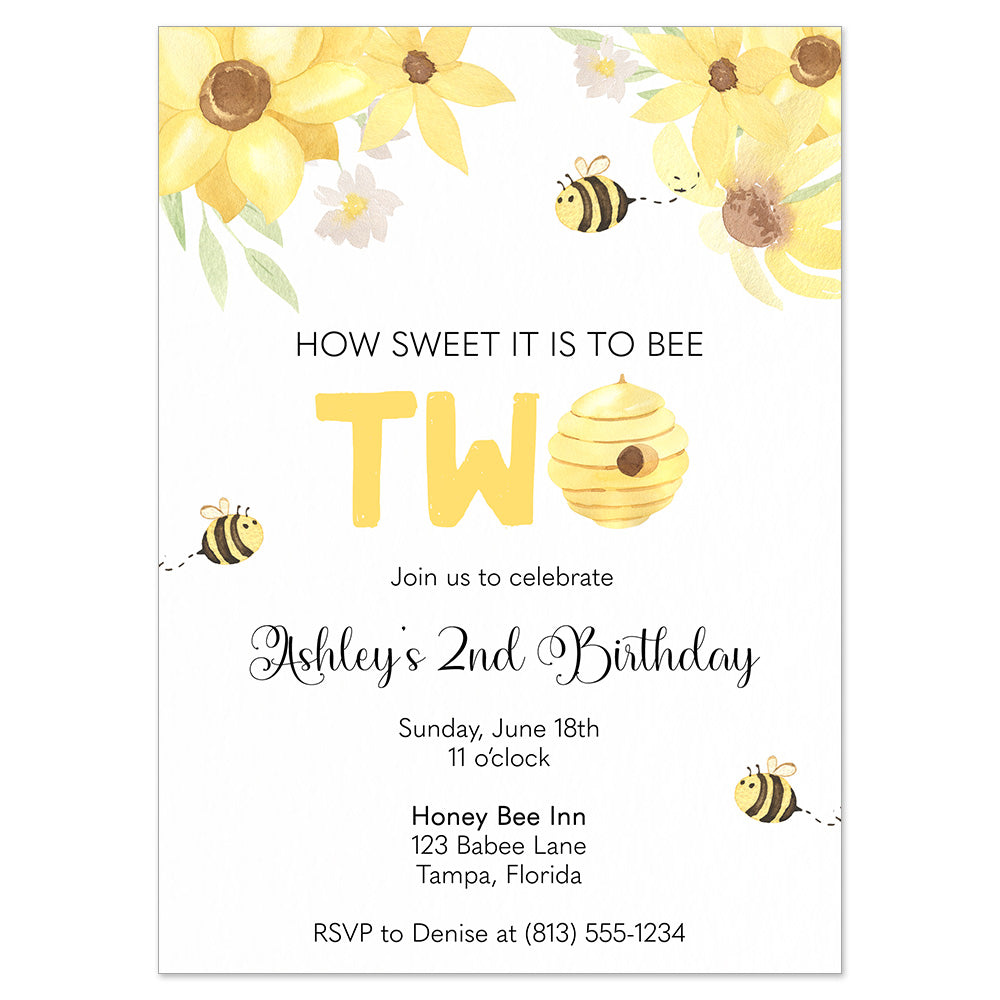 Bee Birthday Party Invitation