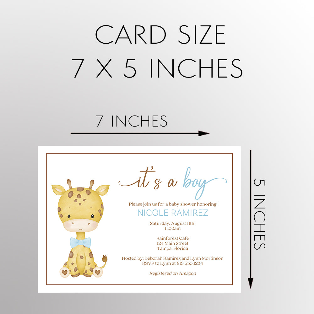 Watercolor Giraffe Baby Shower Invitation