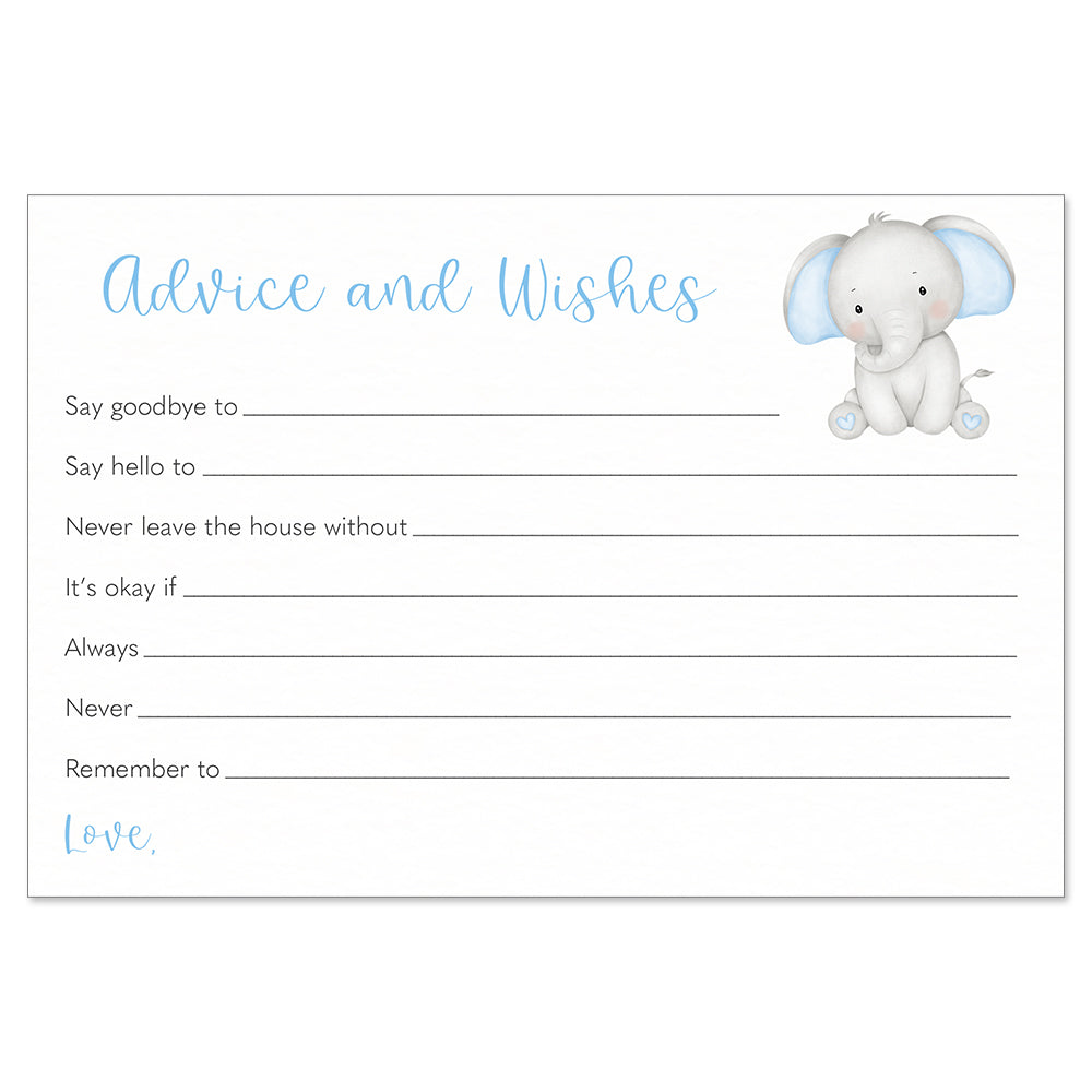 Watercolor Elephant Baby Shower Advice Card