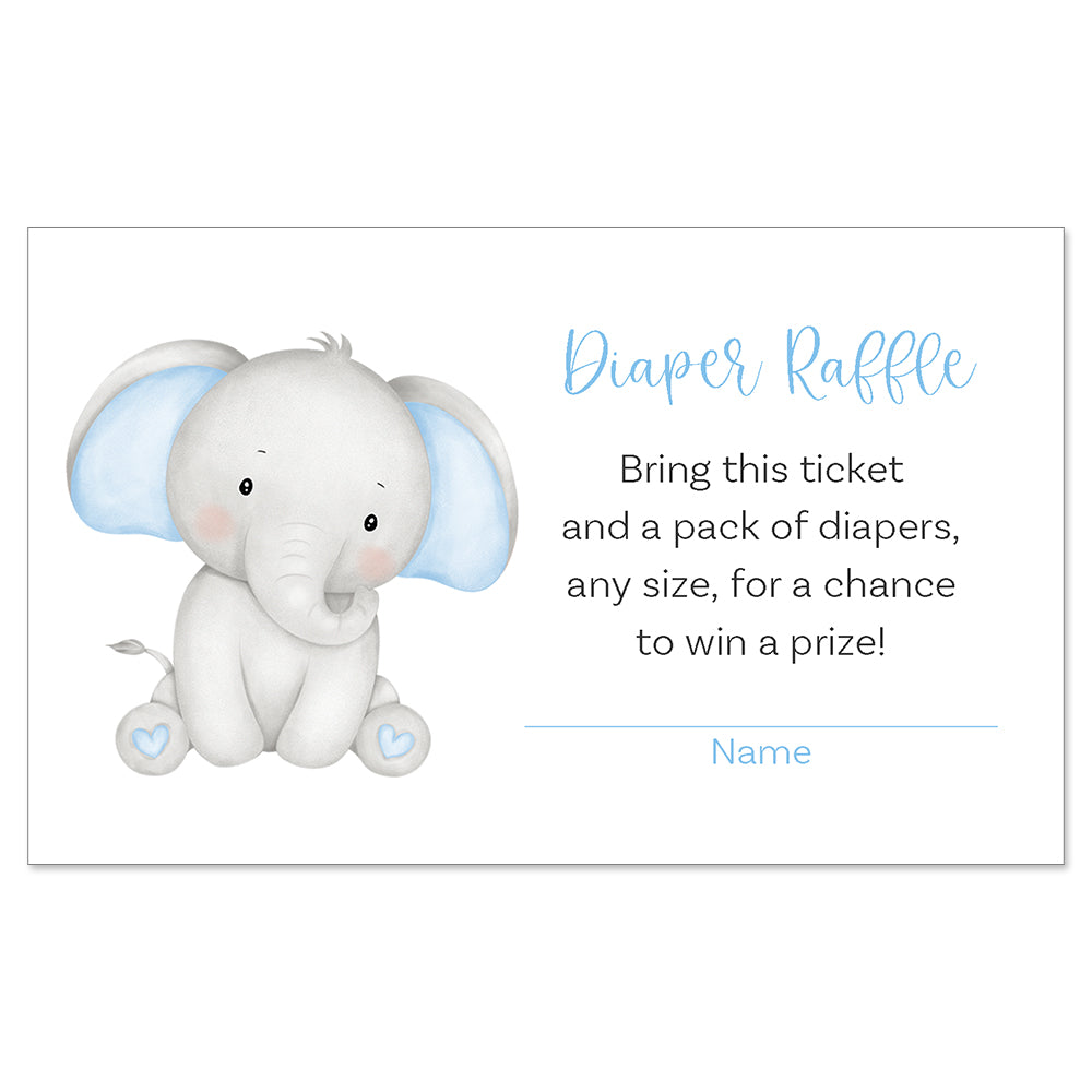 Watercolor Elephant Baby Shower Diaper Raffle Ticket