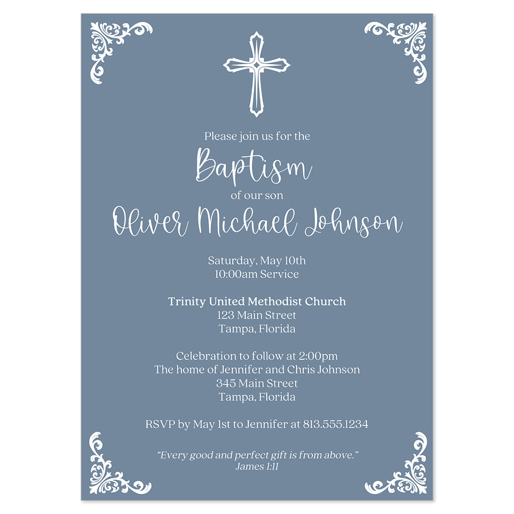 Embellished Corners Cross Invitation