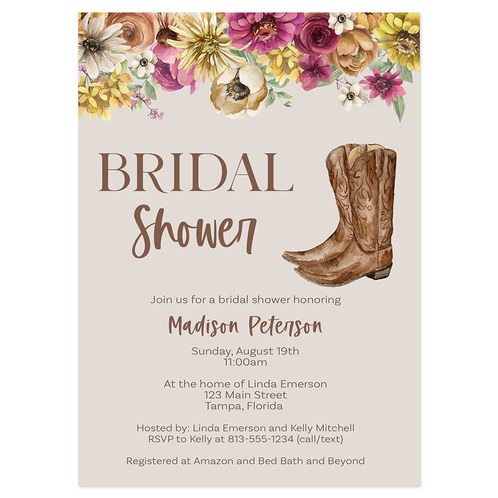 Cowboy Boots Bridal Shower Invitation