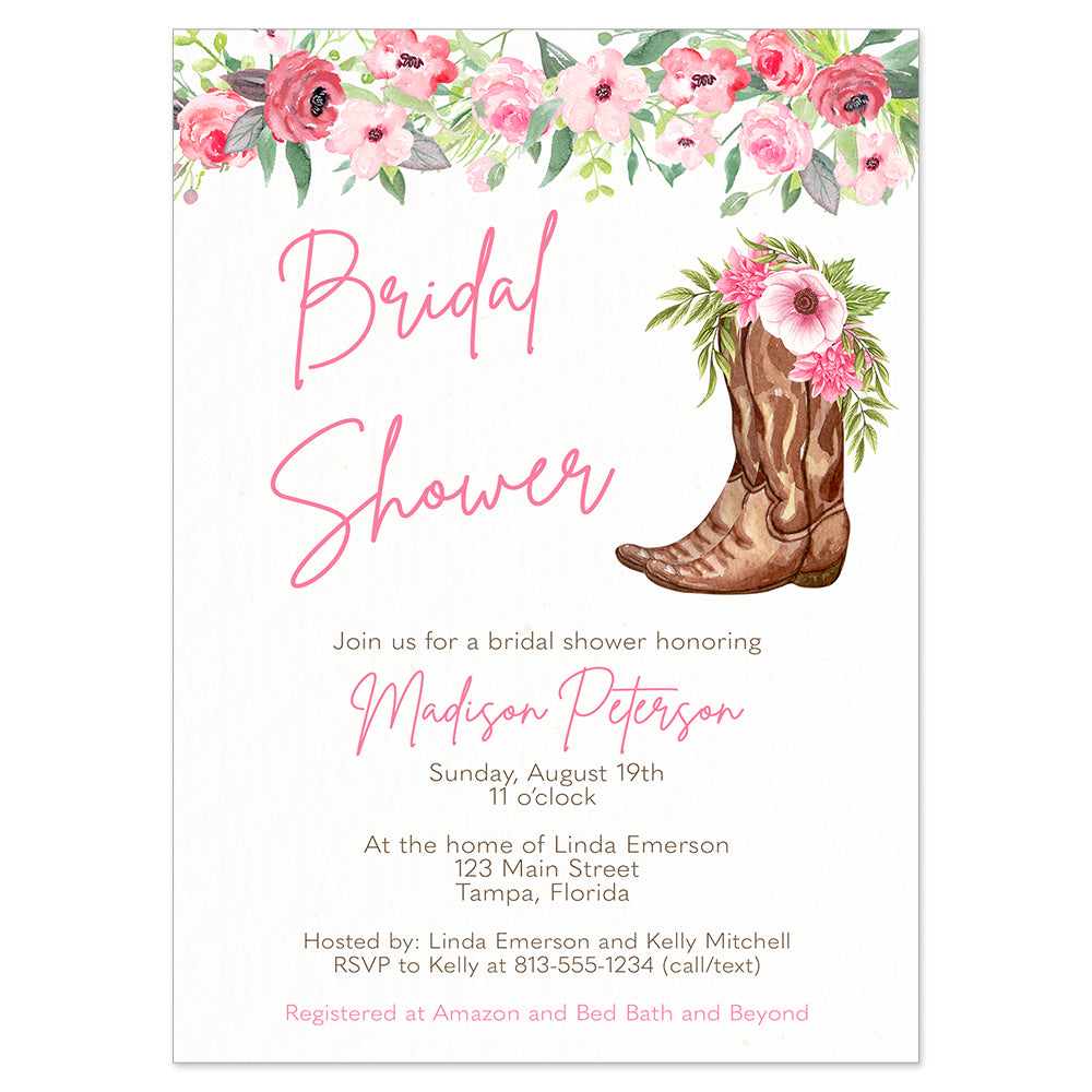 Boots & Bubbly Bridal Shower Invitation