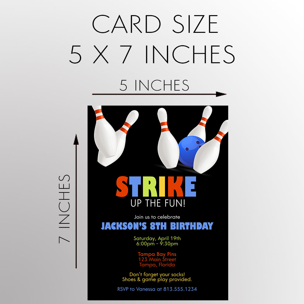 Bowling Birthday Party Invitation