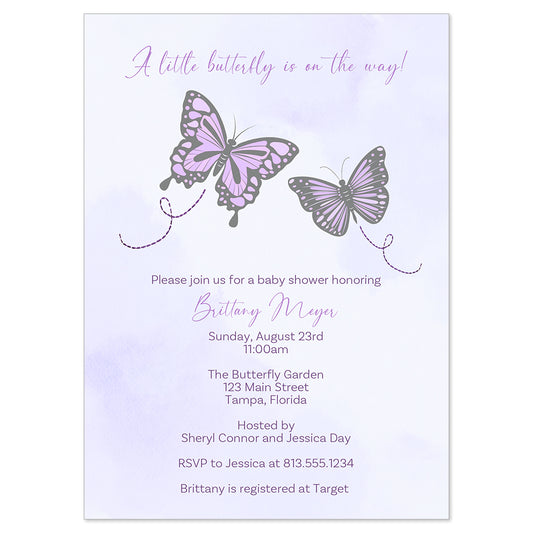 Butterfly Kisses Baby Shower Invitation
