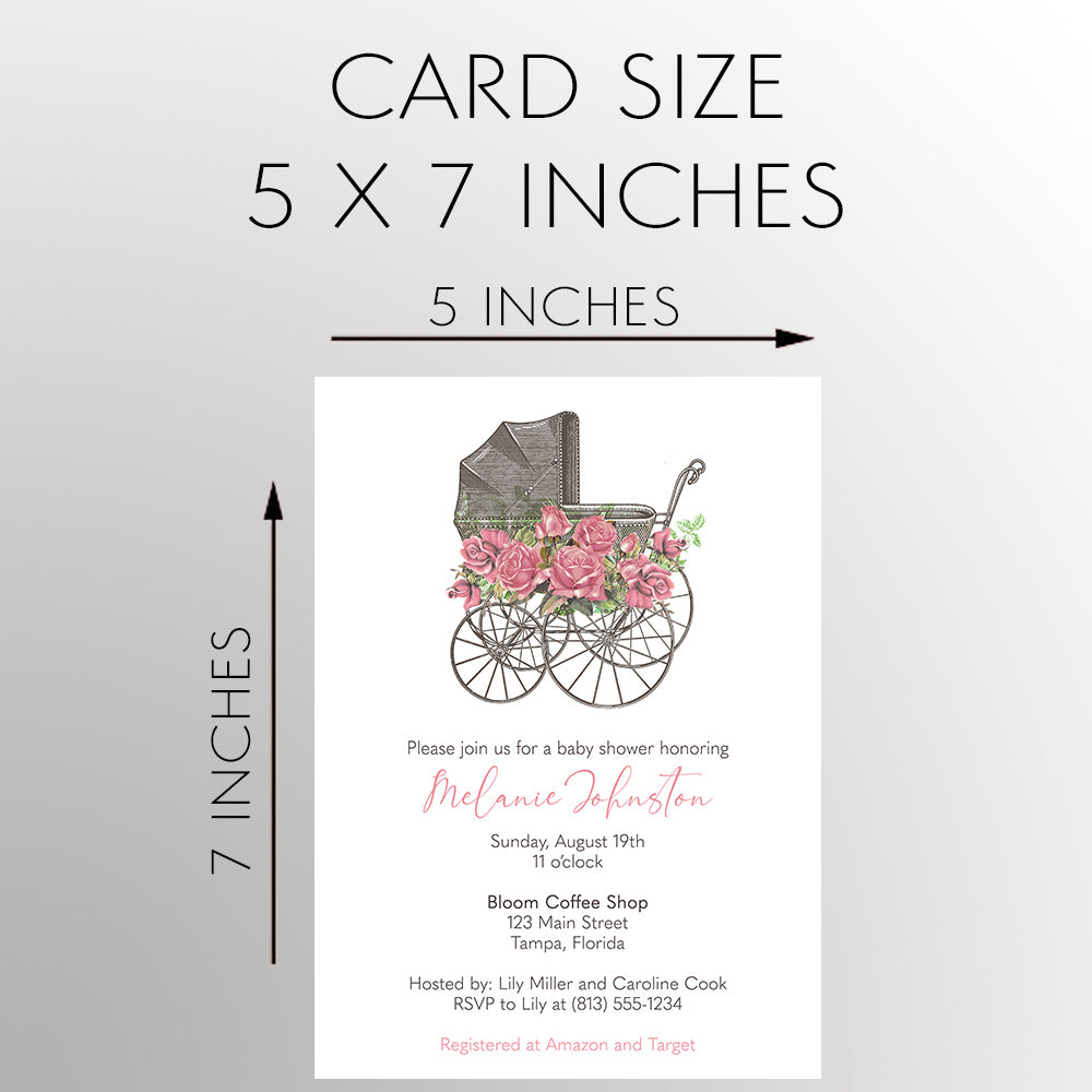 Vintage Carriage Baby Shower Invitation