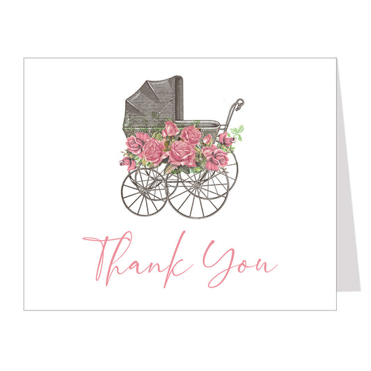 Vintage Carriage Baby Shower Thank You Card