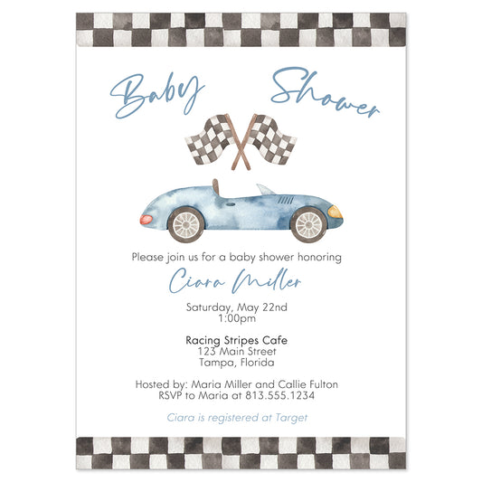 Race Car Baby Shower Invitation