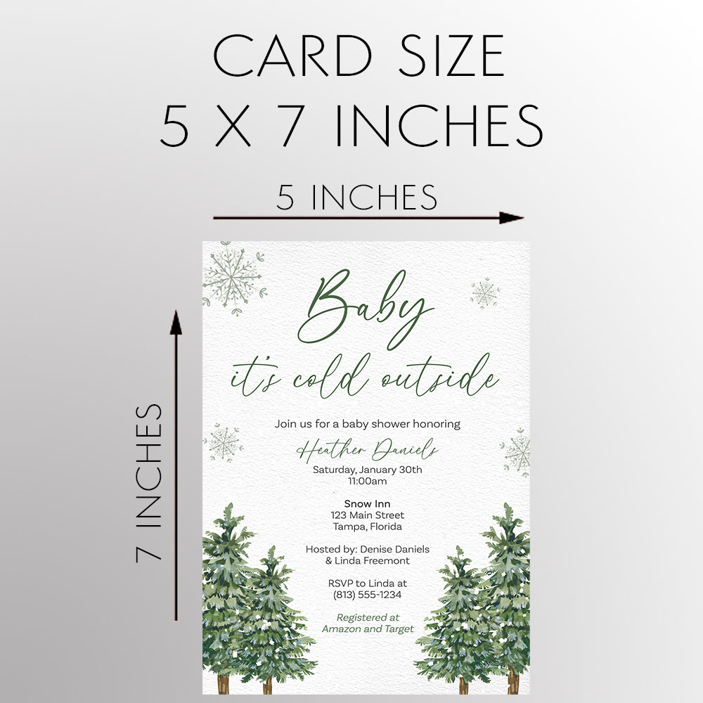 Baby It's Cold Outside Green Baby Shower Invitation