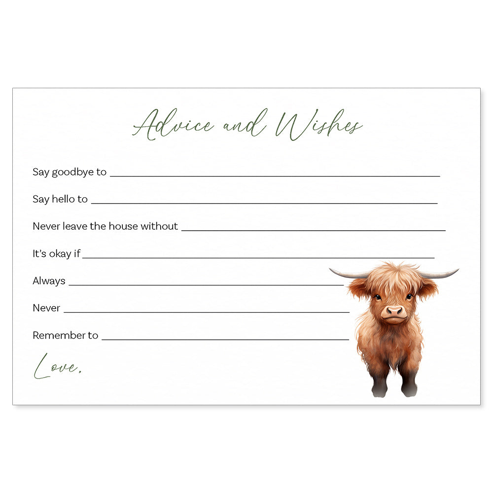 Highland Cow Advice and Wishes Card