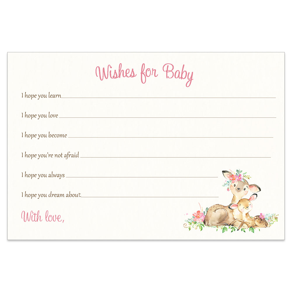 Deer Baby Shower Advice, Predictions, Wishes Card